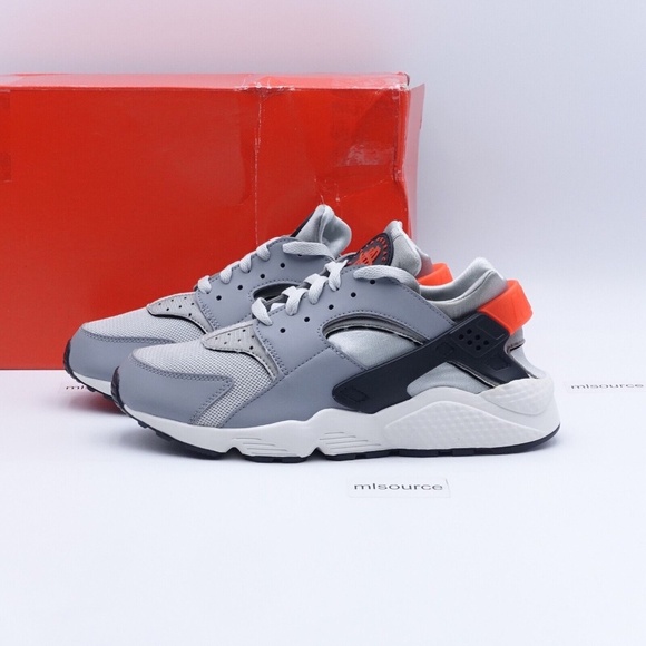 NEW Nike Air Huarache Sneakers DR8606-001 Grey Fog/Orange - Main Image